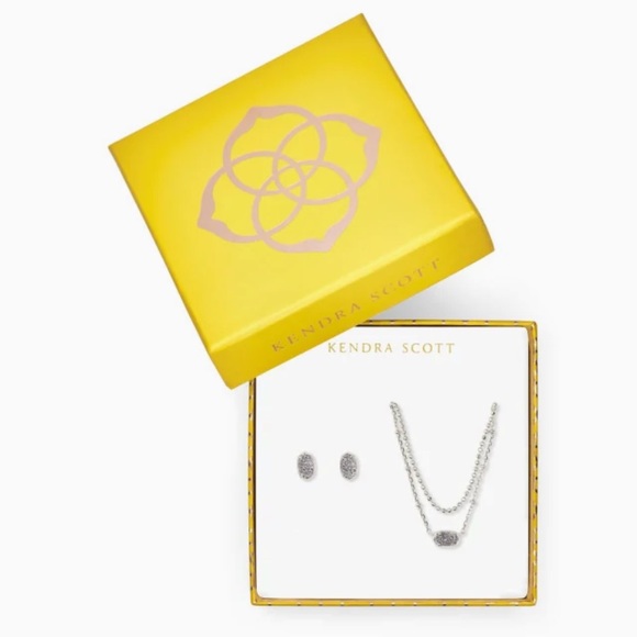 Kendra Scott Emilie Multi Strand Necklace & Earrings Gift Set in Platinum - Picture 2 of 9